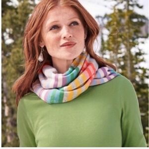 Sundance Striped Merino Wool Cashmere Blend Knit Scarf Multi Color One Size